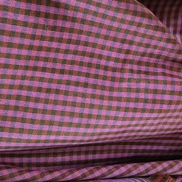 Eddie Bauer reversible scarf. The colors are brown, burgandy, and a fushia. - Picture 3 of 5